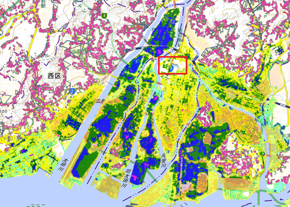 この辺り　出典：広島市防災情報マップ