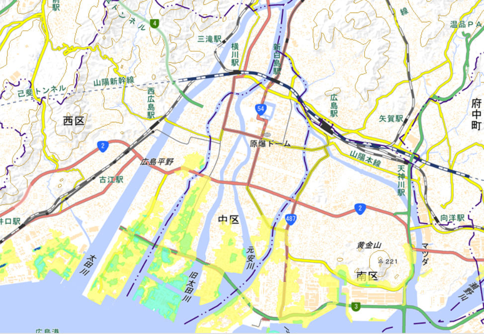 高潮の浸水想定区域　出典：広島市防災情報マップ