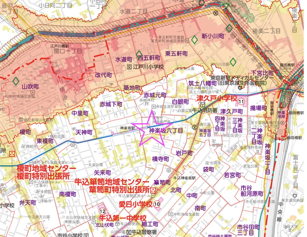 新宿区洪水ハザードマップ_オープンレジデンシア神楽坂ファースト