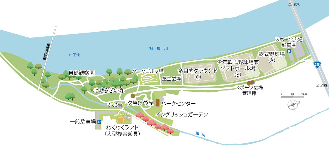 相模三川公園　園内マップ