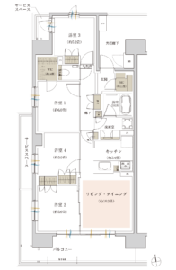 ザ・パークハウス三郷 間取り図(Hタイプ 4LDK+WIC+SIC 80.68㎡)