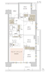 ザ・パークハウス三郷 間取り図(Iタイプ 4LDK+WIC+SIC 80.68㎡)