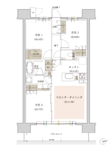 ザ・パークハウス三郷 間取り（Aタイプ 3LDK+WIC 68.90㎡）