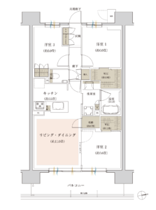 ザ・パークハウス三郷 間取り（Bタイプ 3LDK+2WIC 71.02㎡）