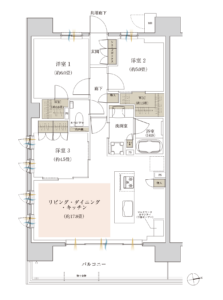 ザ・パークハウス三郷 間取り（Fタイプ 3LDK+2WIC 74.20㎡）