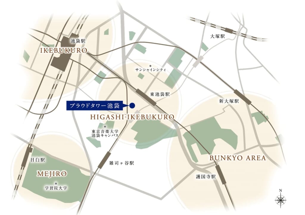 ④プラウドタワー池袋の周辺地図（スムラボ）住井はな