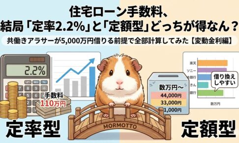 住宅ローン手数料、結局「定率2.2%」と「定額型」どっちが得なん？　共働きアラサーが5,000万円借りる前提で全部計算してみた【モルモット】